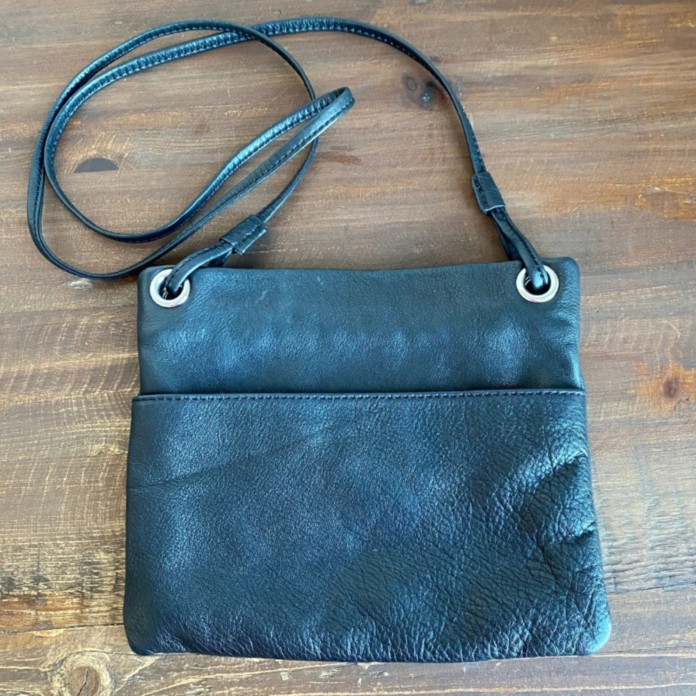 Margot Black Genuine Soft Leather Crossbody Bag Small Zip Minimalist Classic